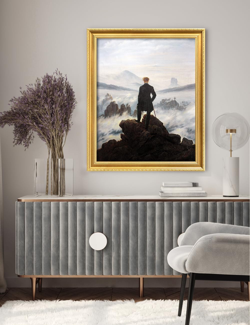 DECORARTS Wanderer Above the Sea of Fog (1818) by Caspar David Friedrich Giclee Print Art Reproduction with Matching Solid Wood Frame in Classical Style. 24x30 Frame: 29x35