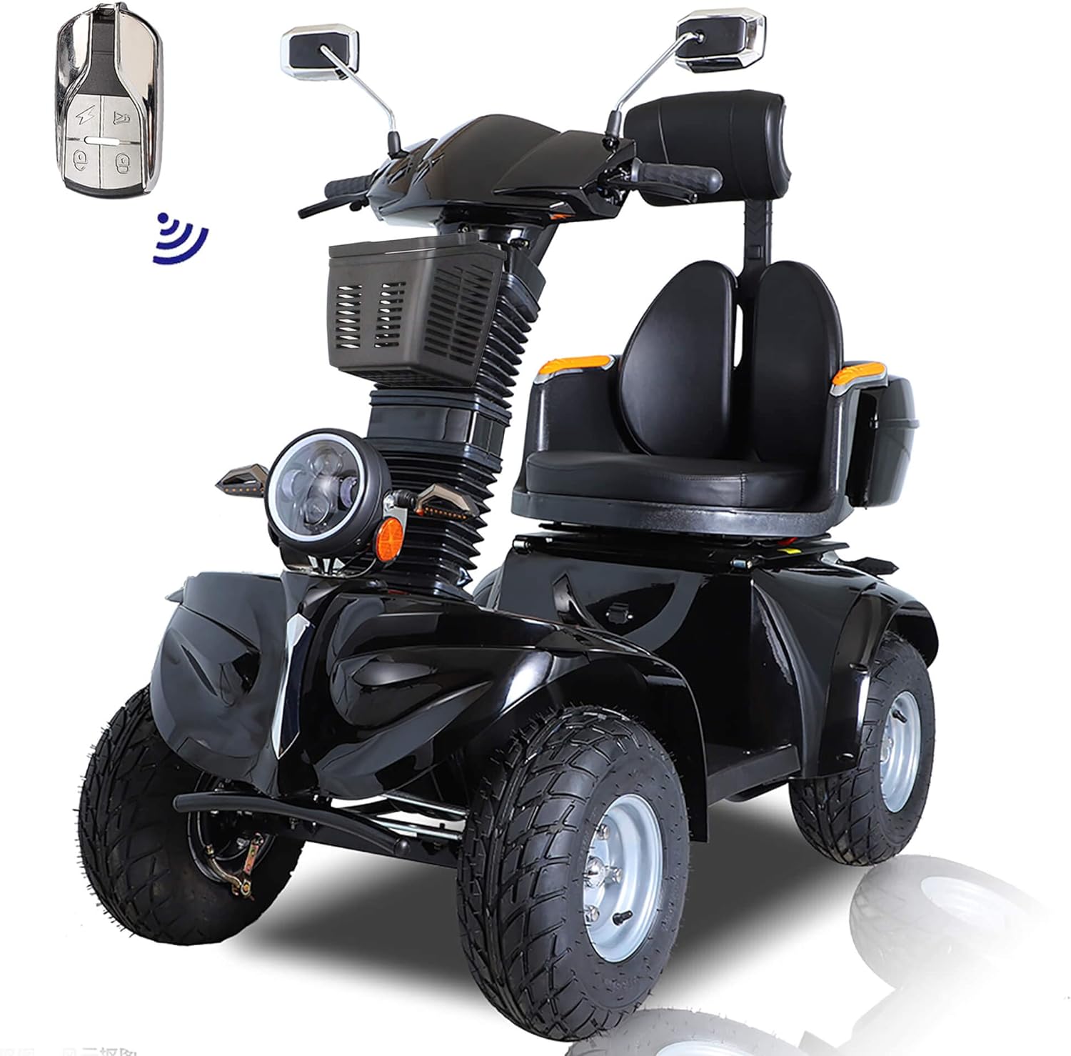 Mobility Scooters for Seniors & Adults 600lbs Capacity, Heavy Duty 4-Wheel 3-Speed Electric Powered Wheelchair Device 1000W All Terrain, Elderly-Lockbox Adjustable Seat (DJD Black 1000W)