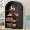 Black Arched Bookcase,Short Wide Bookshelf,Short Corner Bookshelf,Arched Display Cabinet with Open Shelf for Bedroom, Living Room
