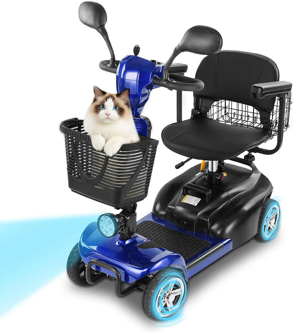 Mobility Scooter for Seniors/Adults, up to 300lbs Capacity, 4 Wheels Mobility Scooters with 15 Miles 350W 5/7MPH, Electric Wheelchair, Adjustable Seat with Rear Mirror