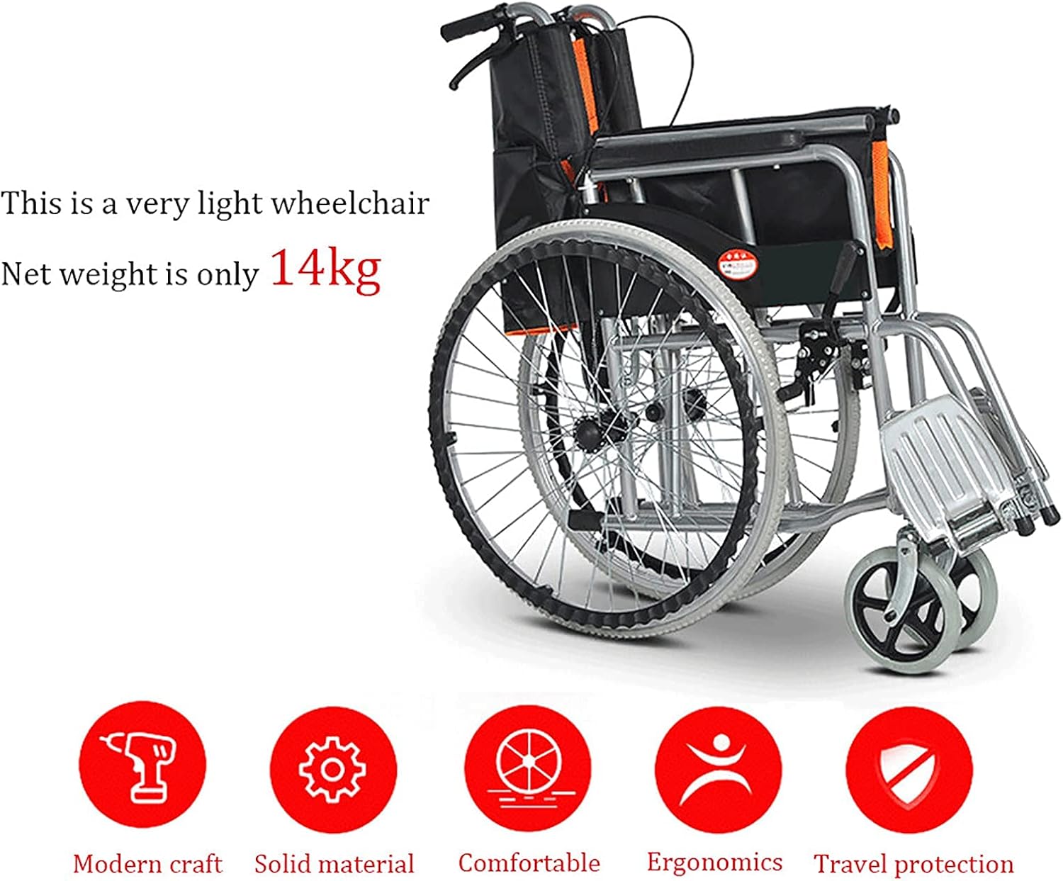 Wheelchairs Folding Folding Manual Wheelchair,Elderly Foldable Portable Small and Paralyzed Elderly People with Disabilities to Help Each Other with Manual Push Scooter,Blue