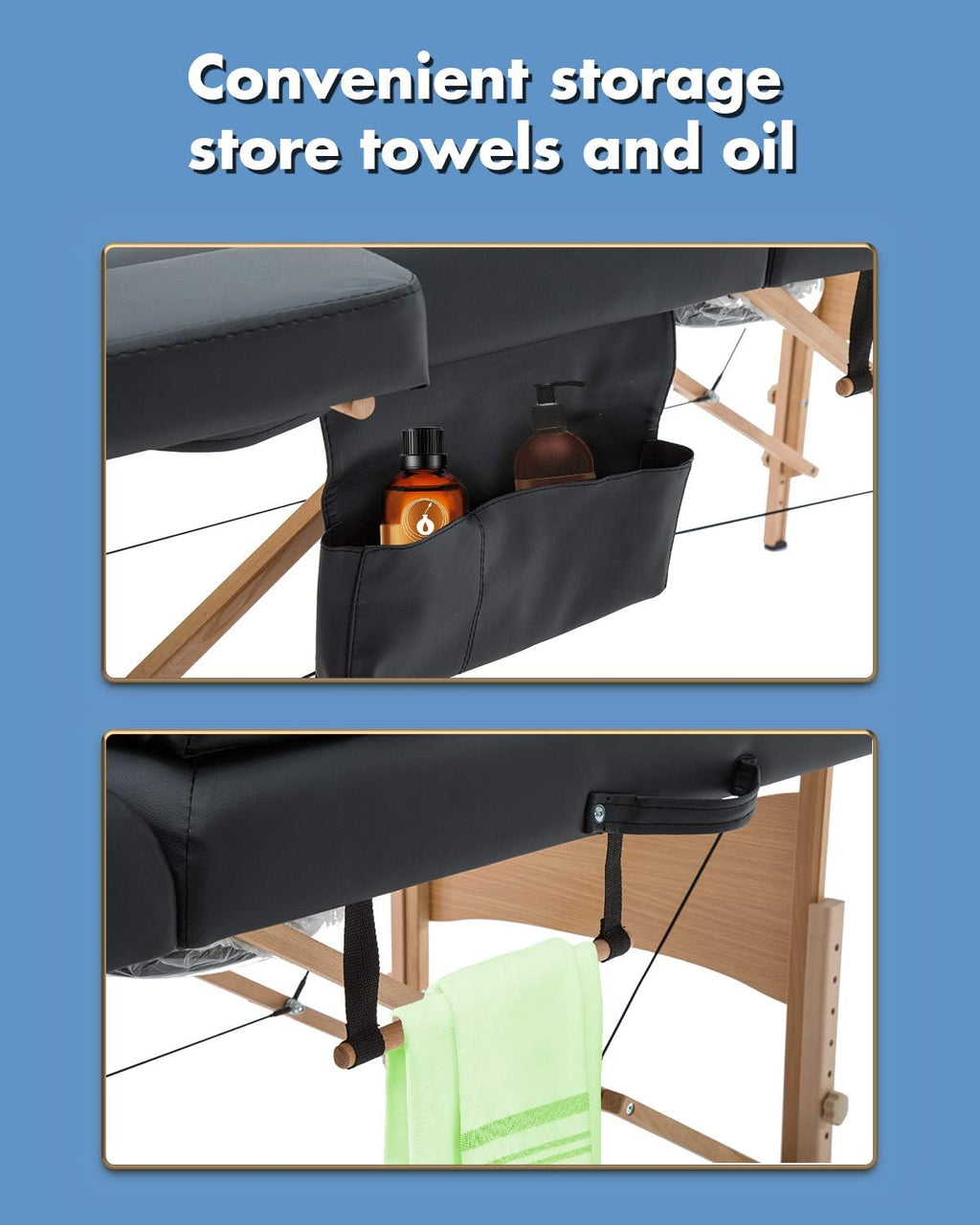 BestMassage Table Massage Bed Spa Bed 73 Inch Heigh Adjustable 2 Folding Portable Massage Table W/ Carry Case Salon Bed