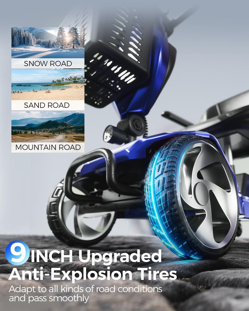 Foldable Mobility Scooters for Seniors,330LBS Capacity,15.5-Mile Range,4 Wheel Lightweight Mobility Scooters for Adults,Powered Electric Mobility Scooters,Folding Travel Motorized Scooters-Blue