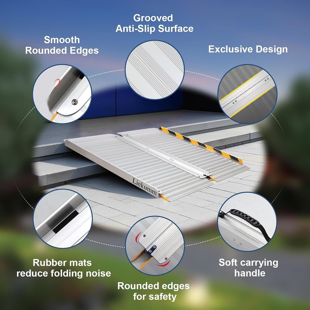 Accessible Portable Wheelchair Ramp-Lightweight Folding Ramp,Durable Aluminium,No Tools Required/Threshold/Kerbs/Wheelchair/Scooter/Disability,Easy to Store