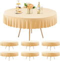 6 Pack Champagne Spandex Round Tablecloths for 60 inch Tables, Stretchy Fitted 5FT Round Table Cloth with Skirt for Wedding Party Dining Banquet