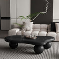 47' Modern Black Coffee Table Cloud Shape Low Center Table Cute Irregular Indoor Tea Table with 3 Ball Legs for Living Room Small Space