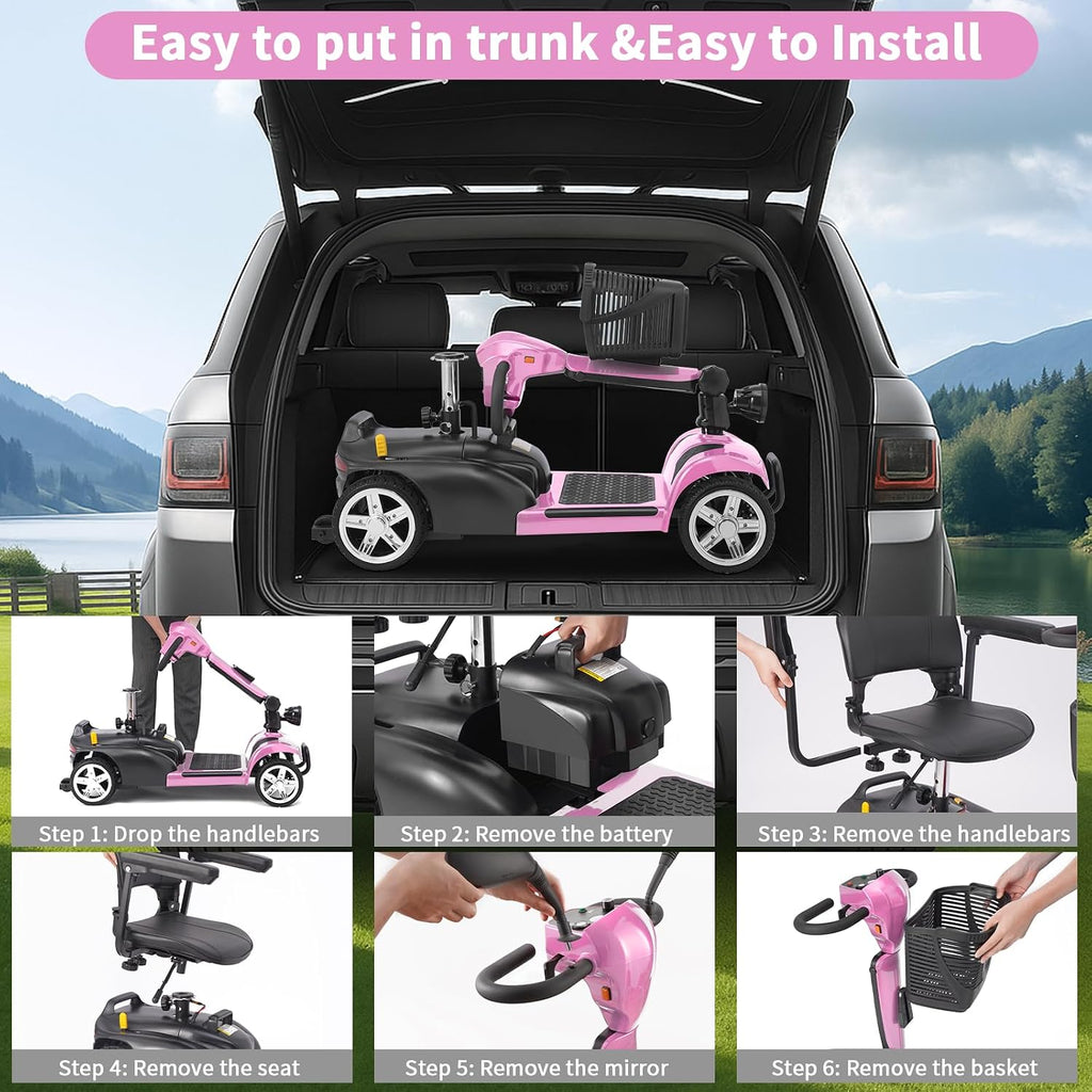 Mobility Scooter for Seniors/Adults,20/35 Miles up to 300lbs Capacity, 4 Wheels Mobility Scooters 350W 7MPH,USB Charging Detachable Lithium Battery with Rear Mirror