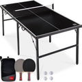 Best Choice Products Portable Ping Pong Table, Mid-Size Folding Indoor Outdoor Table Tennis w/ 2 Paddles, 4 Balls Included, Carrying Bag