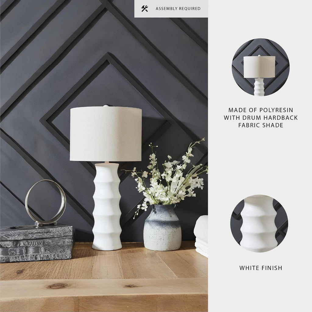 Signature Design by Ashley Veraleigh Transitional Polyresin Table Lamp with 3-Way Switch, White