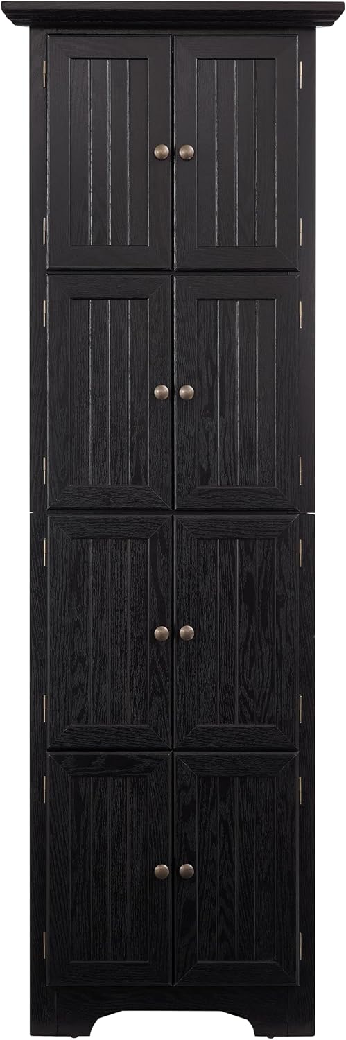 Tall Corner Bookcase Storage Cabinet with Doors and 4 Shelves, Freestanding Triangle Cabinet for Living Room, Kitchen, Office, Small Space, Floor Corner Storage Rack (Black2)
