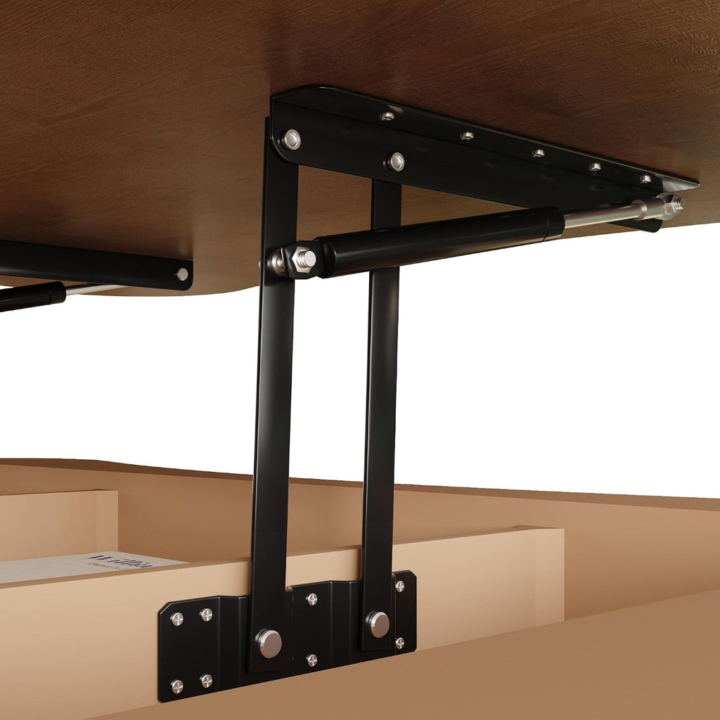 42' Cloud Fluted Lift Top Coffee Table with Hidden & Open Storage, Modern Center Table with Hydraulic Raising Mechanism, Irregular Shape Tea Table with Curved Safety Corners, Walnut