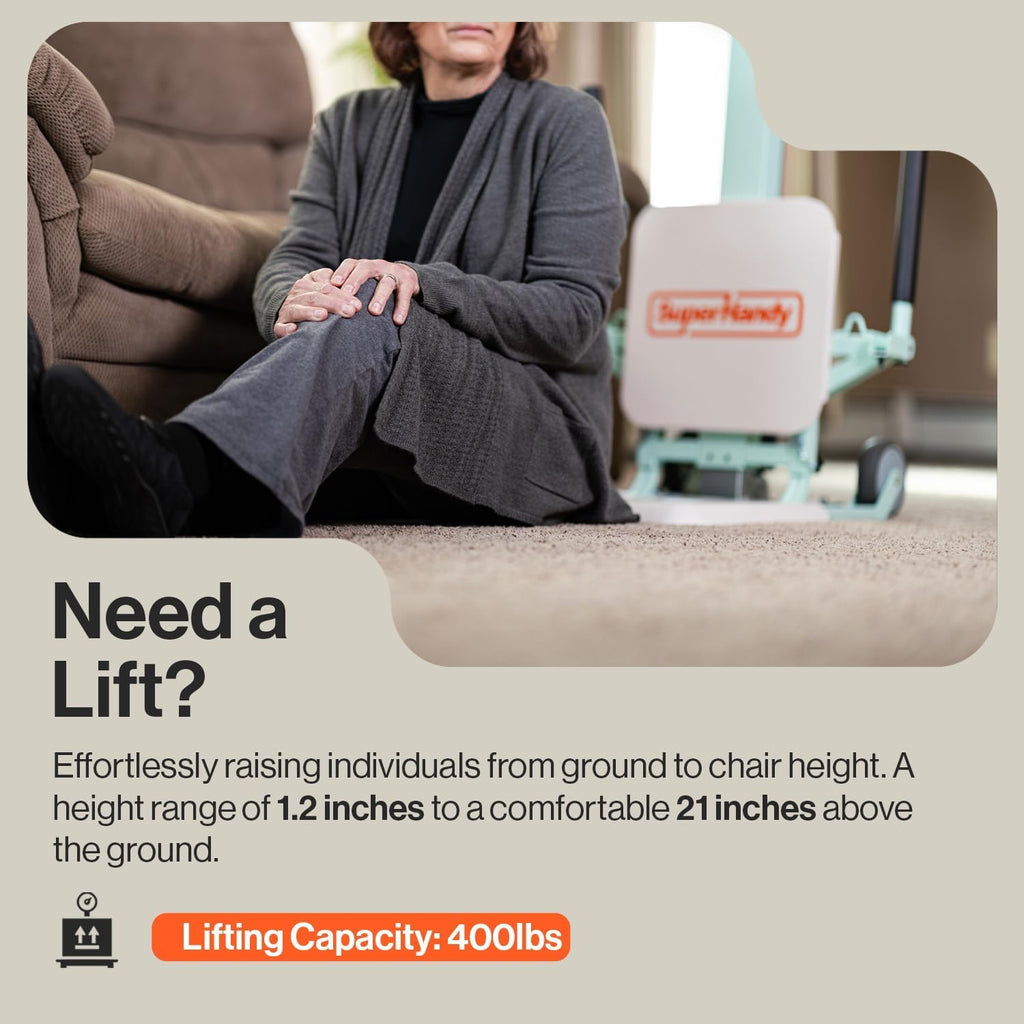 SuperHandy Passport Mobility Scooter for Adults- Foldable, 3 Wheel & GoRise FC Electric Floor to Chair Lift for Seniors and People with Disabilities - 400 Lbs Capacity [Bundle Deal]