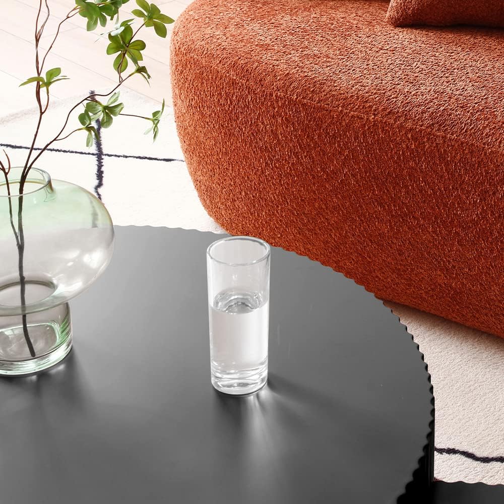 WILLIAMSPACE 35.43' Round Coffee Table, Matte Black Wooden Coffee Table for Living Room, Modern Luxury Side Tables Accent End Table for Apartment, ø35.43 * 13.78H (Black-Round)