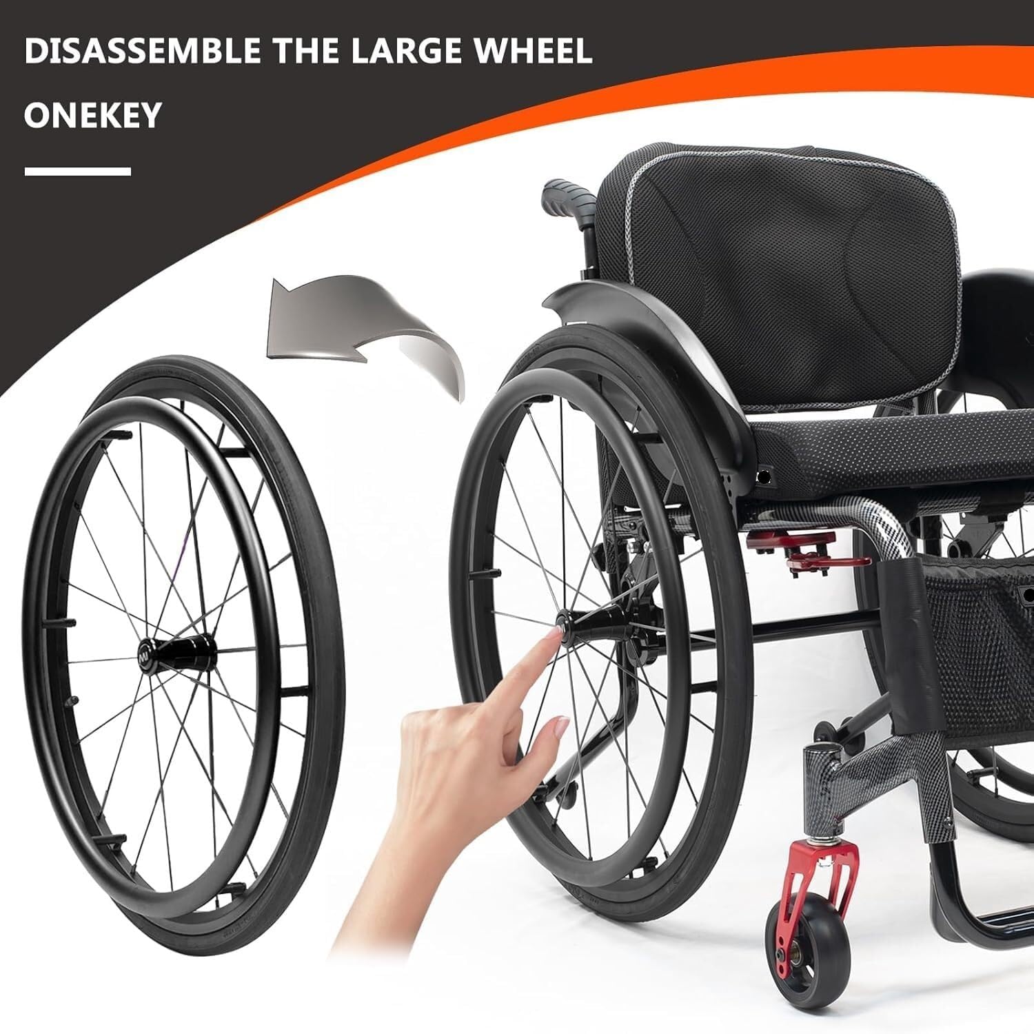 Aluminium Sports Wheelchair,Ultralight Transit Travel Wheelchair,Lightweight Transport Wheelchair,Portable Fast Self-Propelled Wheelchair,Quick Releasefor Rear Wheel,Manual Brake,Storage Bag(Hard Back