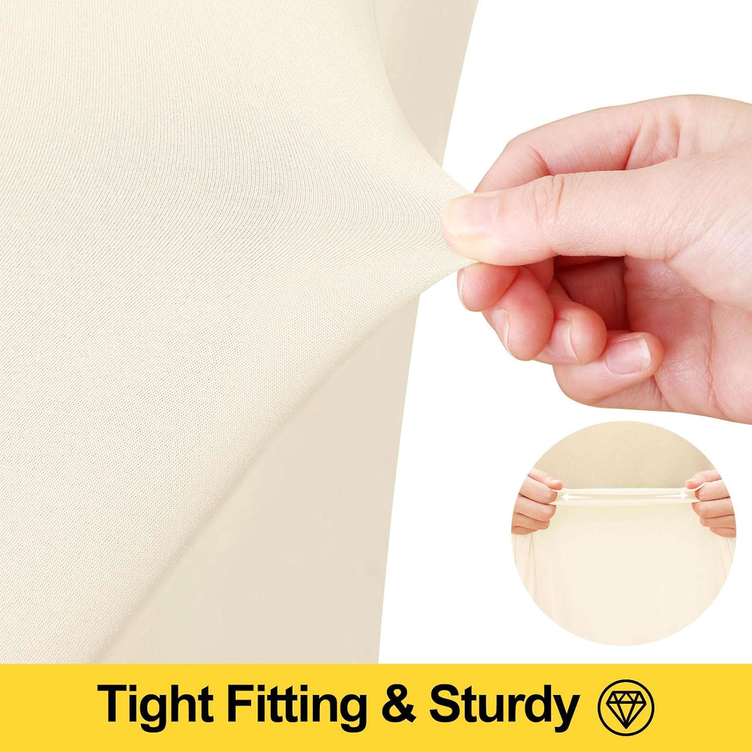 Smiry Spandex Tablecloth 6 Pack, Elastic Fitted Stretch Tablecloth for 8FT Rectangle Tables, Waterproof Washable Table Cover Skirt for Wedding, Banquet & Parties (Beige, 96Lx30Wx30H Inch)