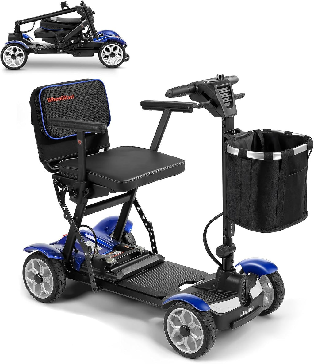 Wheelwavi Lightweight Mobility Scooter for Seniors, 20-25 Miles Portable Mobility Scooter for Travel, Removable Lithium Battery, Scooter for Adults with 330 lbs Capacity LED Headlights-RED
