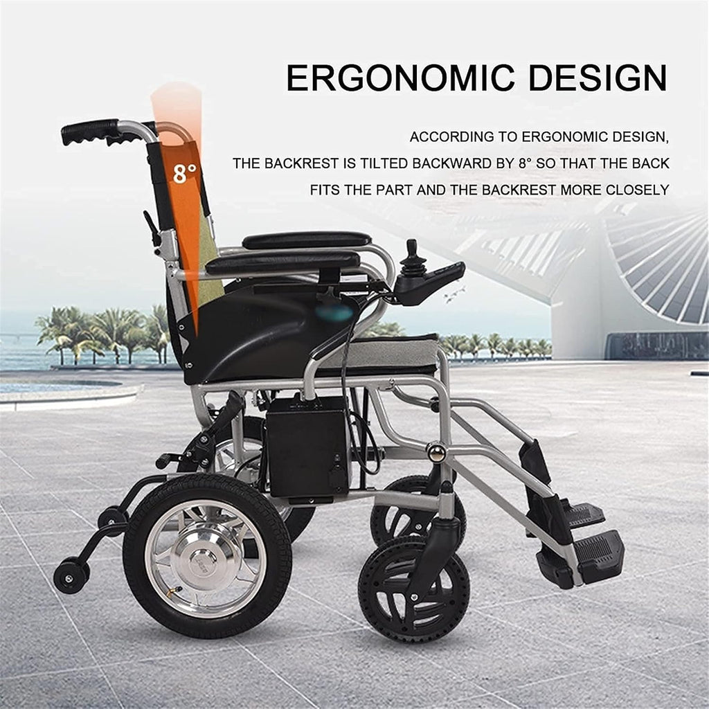 Electric Wheelchair, Folding Lightweight Wheelchai Adult Electric Wheelchair Suitable for Elderly People with Disabilities Can Be Folded in One Step Aluminum Alloy Material 360-deg