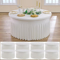 NSSONBEN 8 pk Ivory Round Spandex Tablecloth 72 in with Ruffled Skirt,Wrinkle Free High-Stretch 132 inch Fitted 6ft Cream Table Cloths Round Spandex Table Covers 6ft for Party Wedding Banquet Dinning