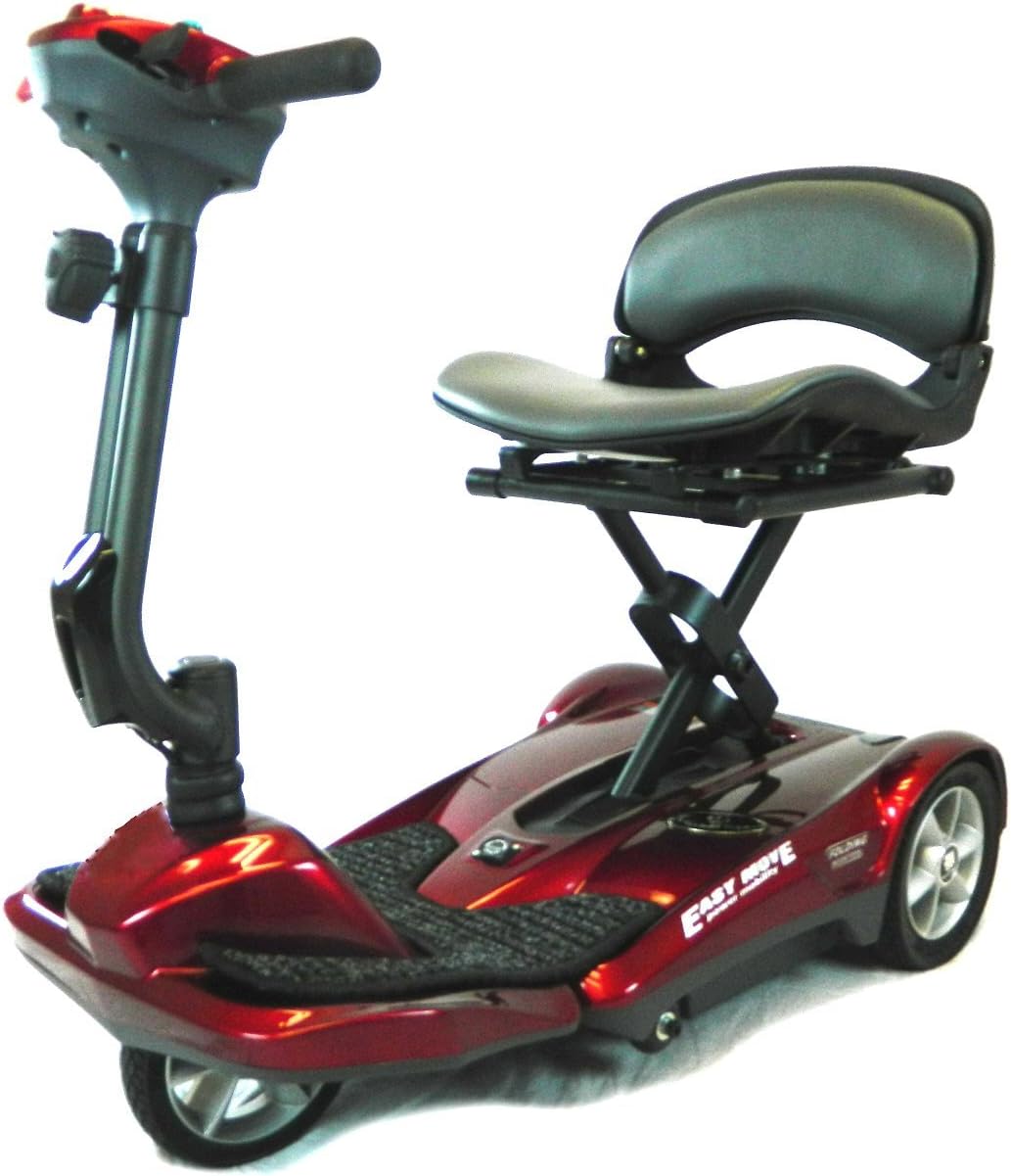 EvRider Easy Move Mobility Scooter Remote Automatic Folding, Burgundy