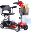SAYYEAH 4 Wheels Mobility Scooter for Adults&Seniors, Max Speed:6mph, Mobility Scooter for Travel, with LED Headlights and Basket, Charger Included, (Purple/red/Blue/Silver) (RED)