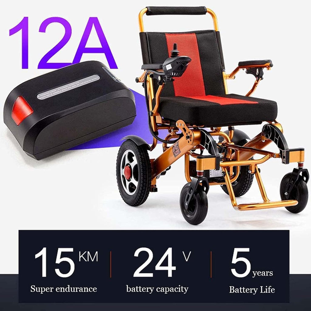 Folding Electric Wheelchairs, Lightweight Electric Wheelchair, All Terrain Scooter, Electric Chair, Double Motor, 12 A 15 Km, Suitable for All Ages with Parapleg Disabilities