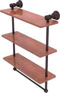 Allied Brass CL-5-16TB-IRW Carolina Collection 16 Inch Triple Towel Bar Wood Shelf, Antique Bronze