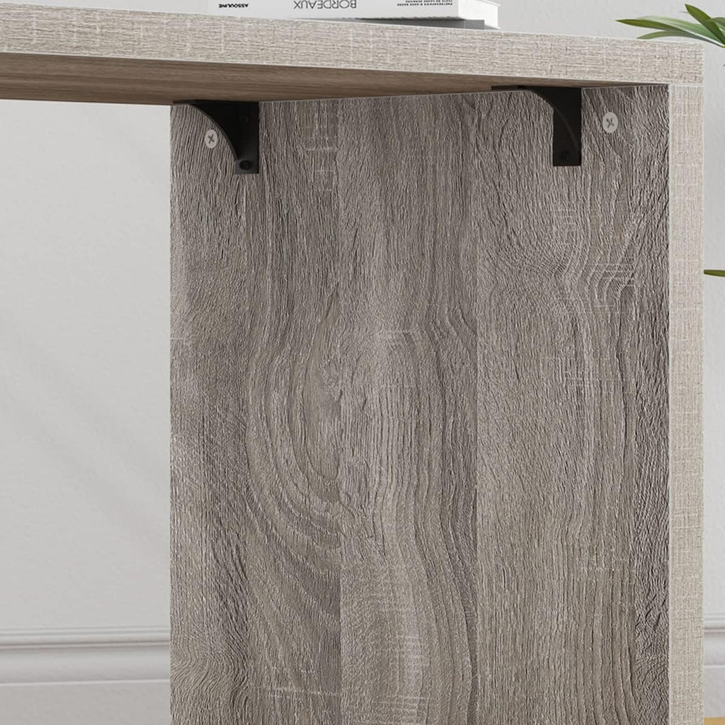 HSH L Shaped Office Desk with Drawers, Reversible Corner Wood Computer Desk Gray, Large L Shaped Desk with Storage Cabinet Shelves for Executive Writing Study, Modern Bedroom Table Grey Oak, 60 Inch