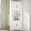 JOZZBY Corner Storage Cabinet, Farmhouse Corner Cabinet with Barn Doors & Adjustable Shelves, Corner Hutch Shelf Home Space Saver for Kitchen, Living Room, Hallway, White
