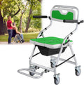 Portable Commode Chair, Commode Toilet Chair with Arms, Shower Seats for Elderly Foldable with Back, Ergonomic Seat, Mobility & Daily Living Aids, Load Capacity 150kg