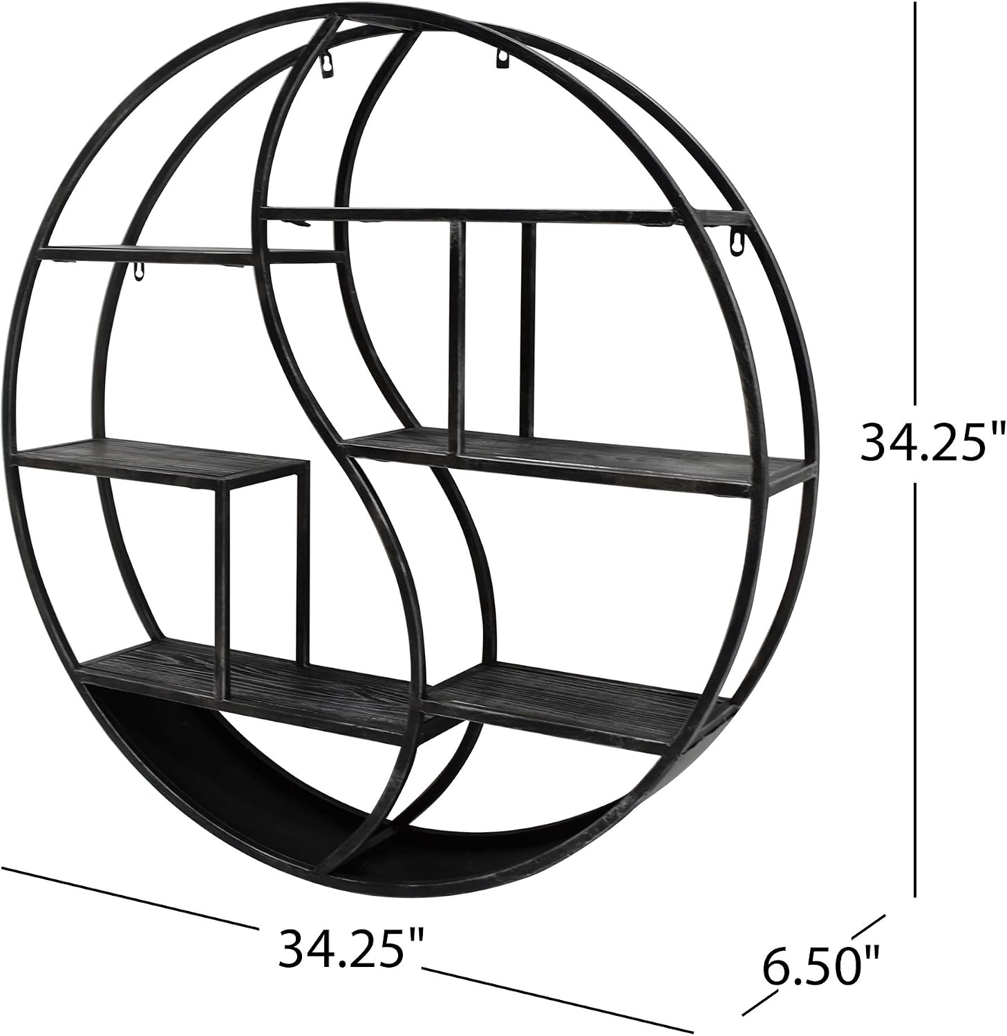 Christopher Knight Home Bobby Industrial Hanging Circular Wall Shelf, Gray Finish