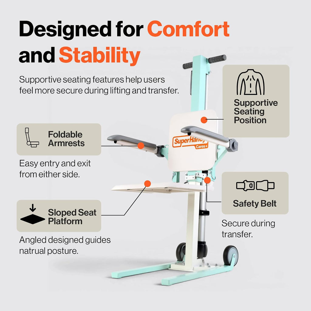 SuperHandy GoRise FC Electric Floor to Chair Lift for Seniors and People with Disabilities - 400 Lbs Capacity, Seating Transfer Assistance, Magnetic Remote [Patent Pending]