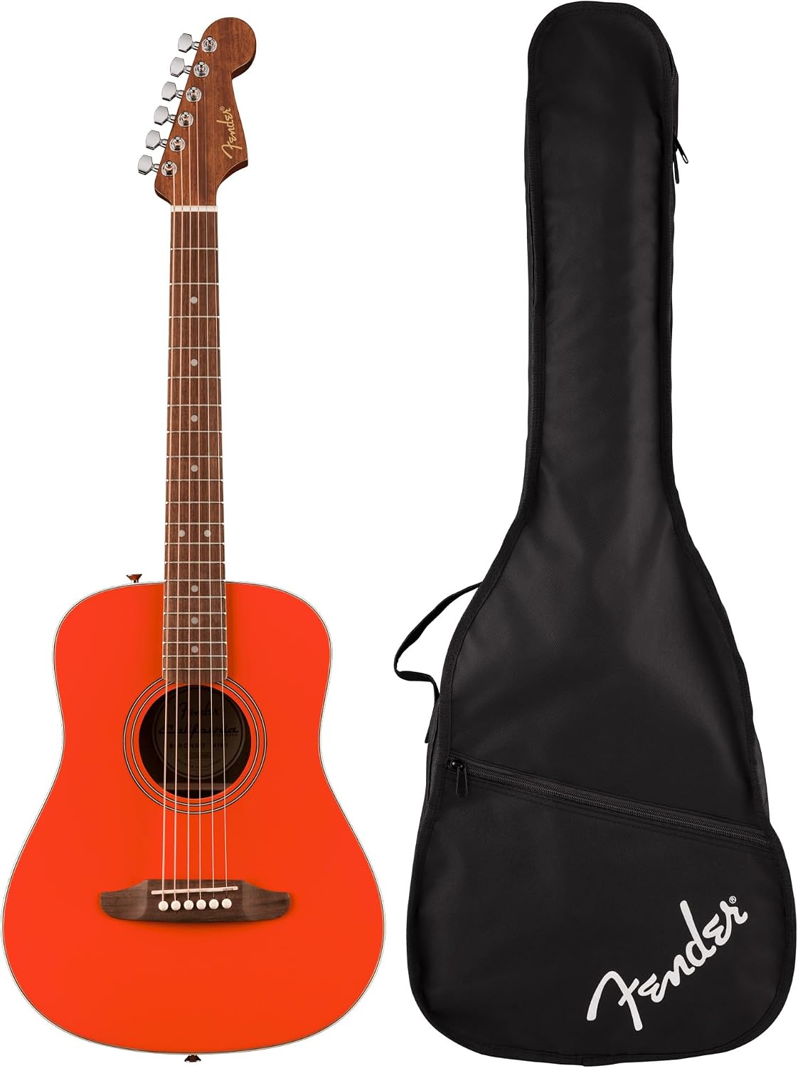 Fender California Standard Redondo Mini Acoustic Guitar - Fiesta Red Bundle with Gig Bag, Tuner, Strap, Picks, and Austin Bazaar Instructional DVD