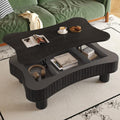 42.52'' Cloud Coffee Table with Lifting Top for Living Room Irregular Coffee Table with Lift Top Modern Smart Coffee Tables with Storage Unique Center Tables Low Pull Up Tea Tables Black