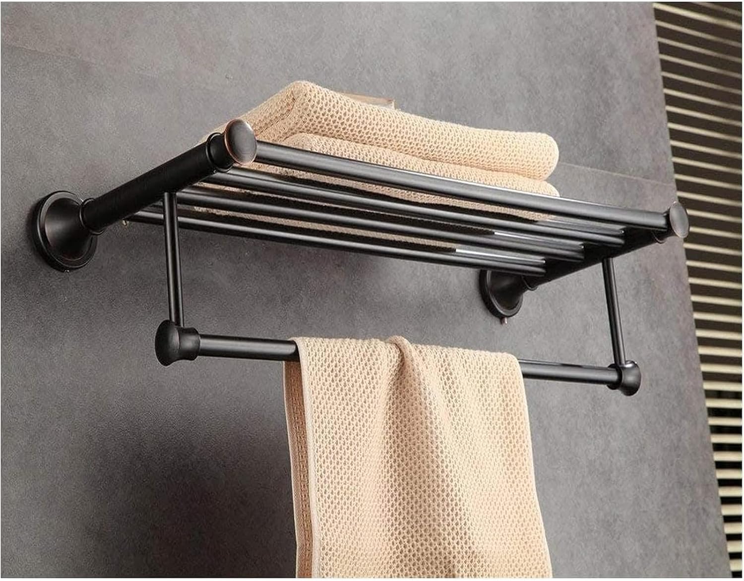 Towel Rail Towel Rails Solid Brass Towel Rack with Bar for Bathroom Shelf Wall Mounted, Oil Rubbed Bronze 64CM