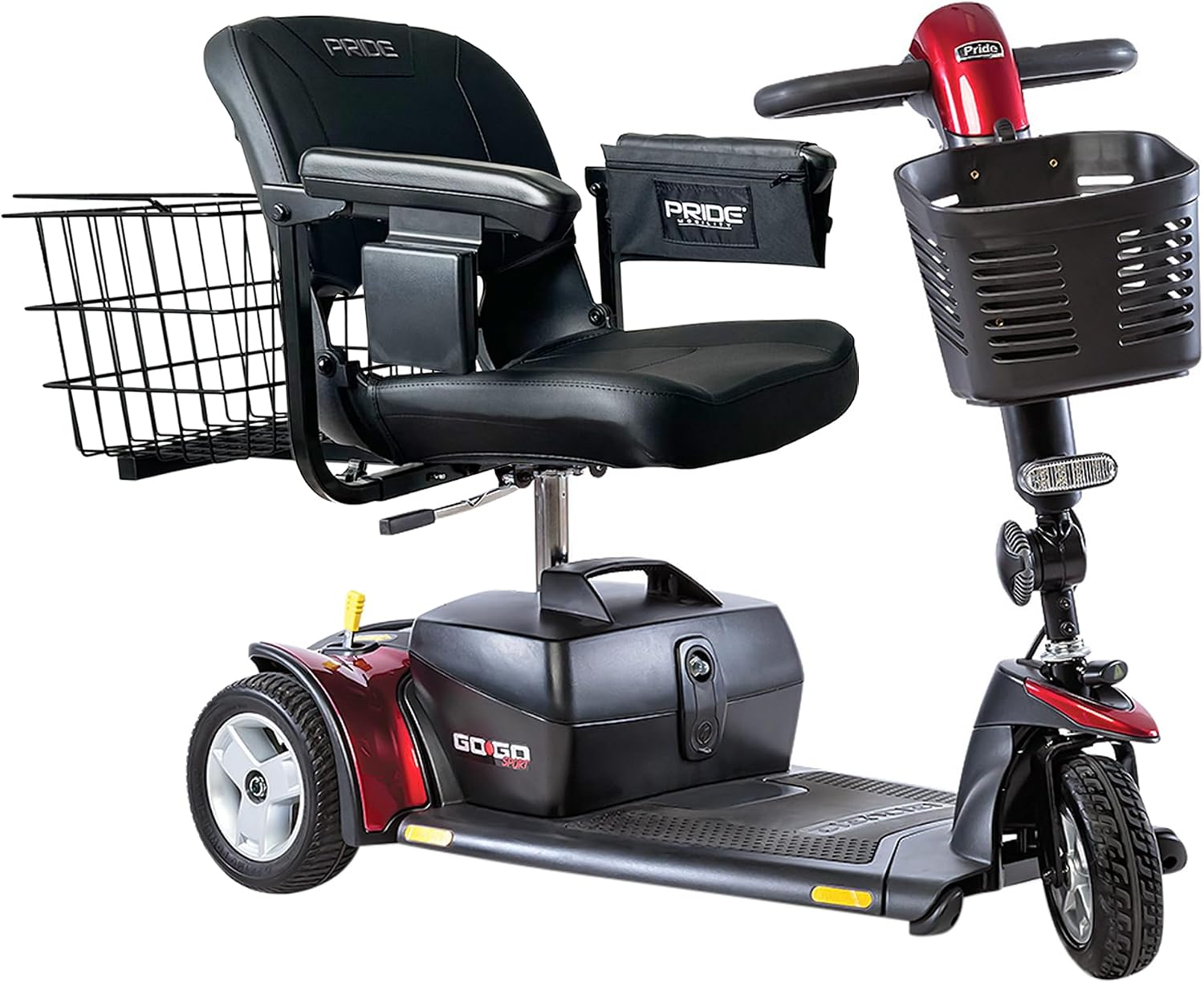 Go Go Sport 3 Wheel + Accessories Compatible with Pride Mobility Go Go Scooters, Adults & Elderly, Enhanced Stability and Comfort, Compact Design, Portable Scooter, 18 AH Battery, Warranty