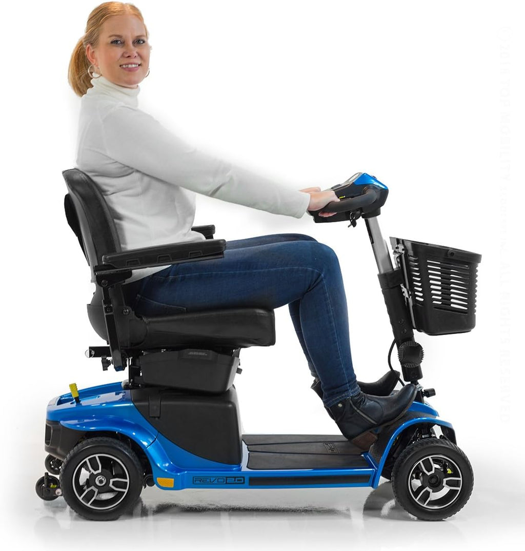 Revo 2.0 4-Wheel Pride Mobility Electric Scooter S67 + Challenger Folding Rear Basket J950
