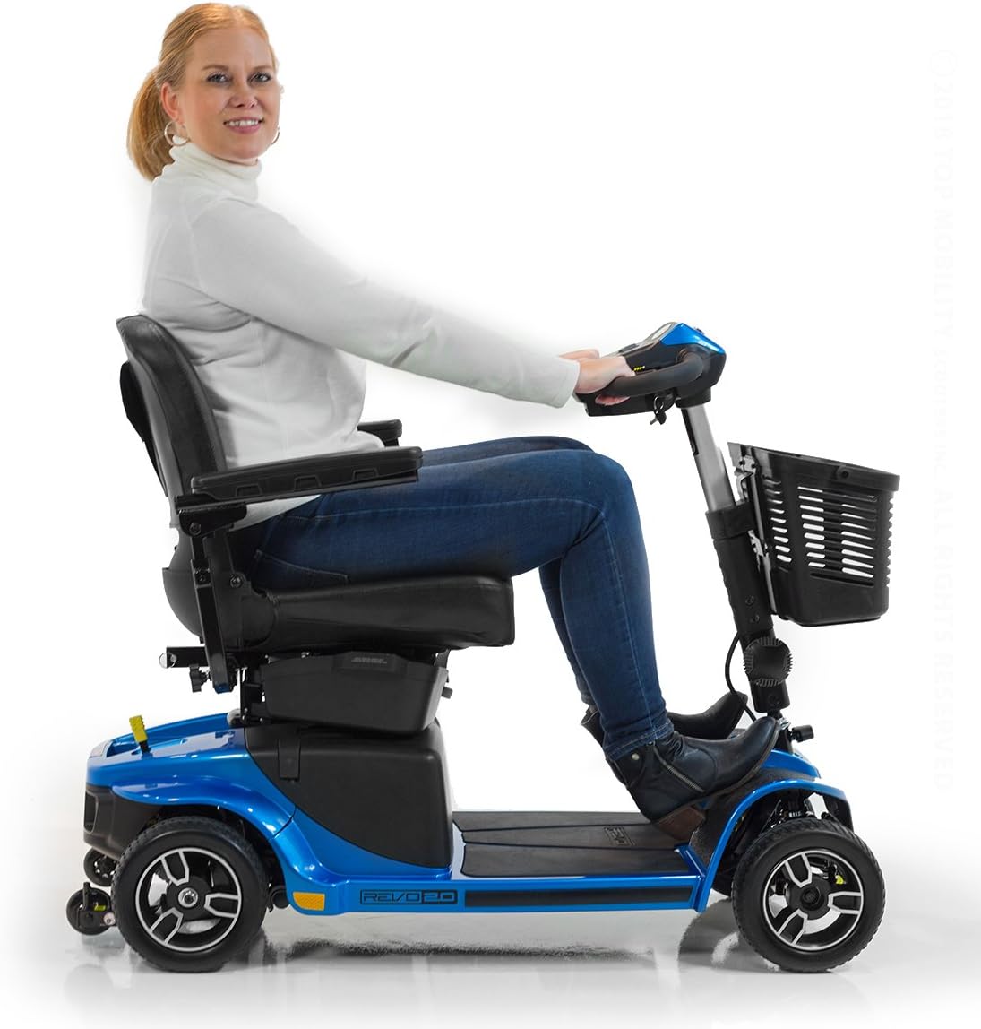 Revo 2.0 4-Wheel Pride Mobility Electric Scooter S67 + Challenger Folding Rear Basket J950