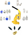 Hobby Trendy Hand Press Set with Hole Punches, Essential Dies for Snap Buttons, Eyelets, Grommets, Rivets Setting (Yellow Press)