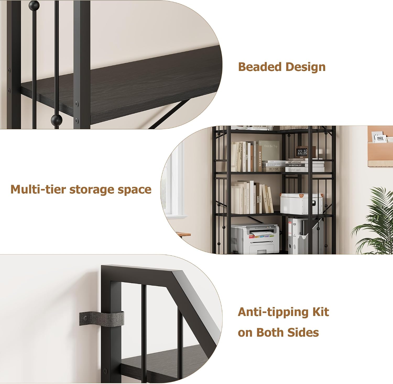 Takywep 86' Corner Bookshelf, l-Shaped 7 Tier Bookcase, Tall Corner Bookcase with Beaded Design, Large Display Shelf for Living Room Bedroom Black