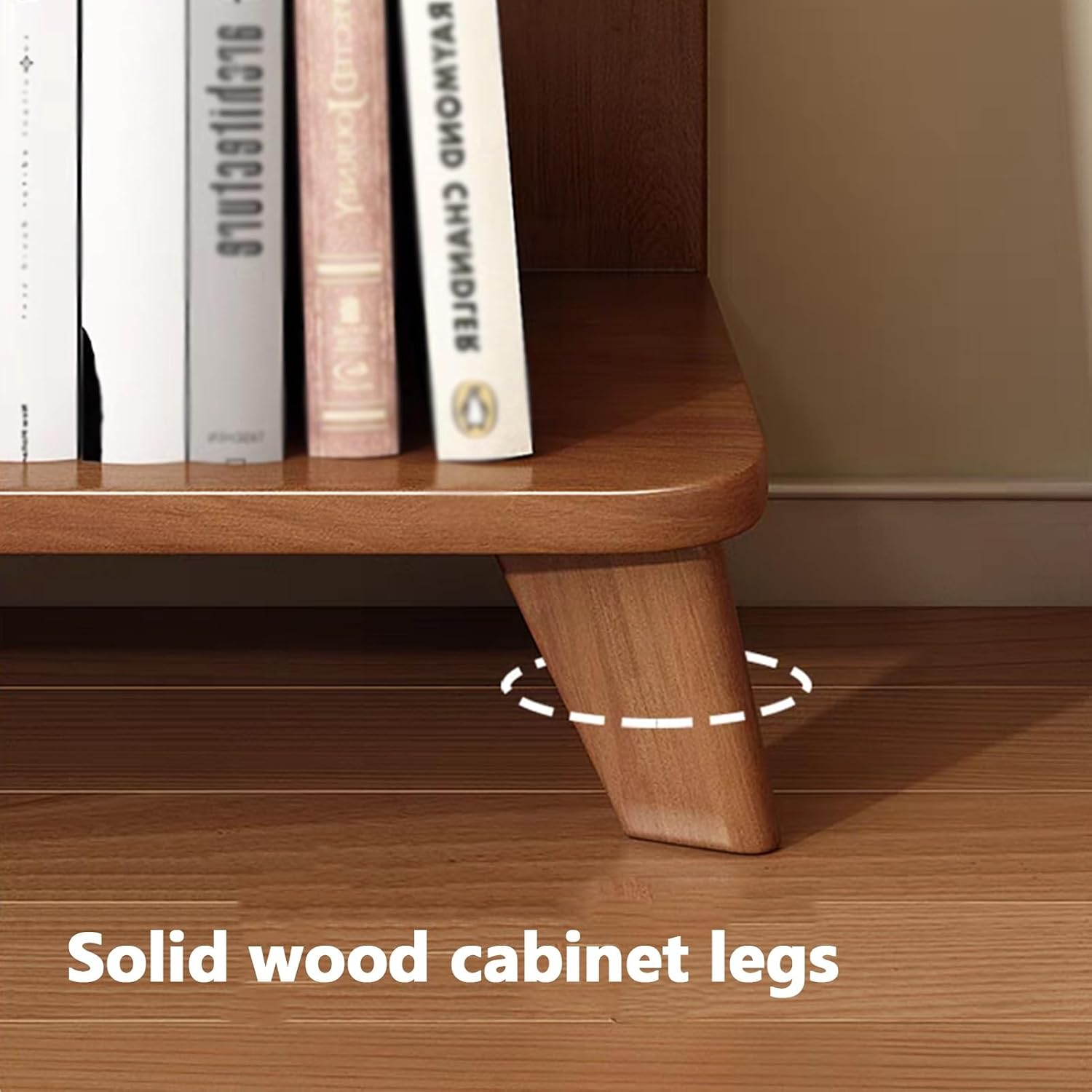 Corner Bookshelf with Solid Wood Legs Grey Corner Shelf Unit Multi-Functional Storage Stand for Living Room Home Office Bedroom Plant Display Space-Saving Design