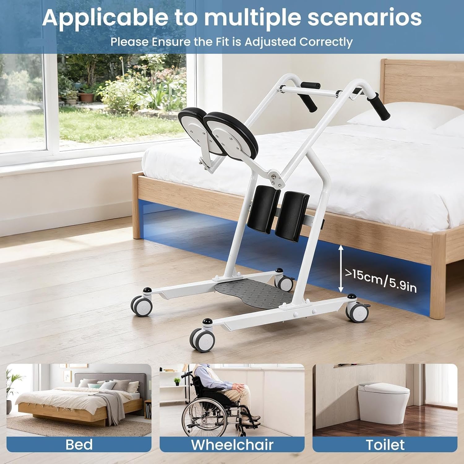 Sit to Stand Lift for Elderly Patient Lift Chair Transport Unit with Wheels Standing Transfer Device for Home Care Disability Aid Product for Adults