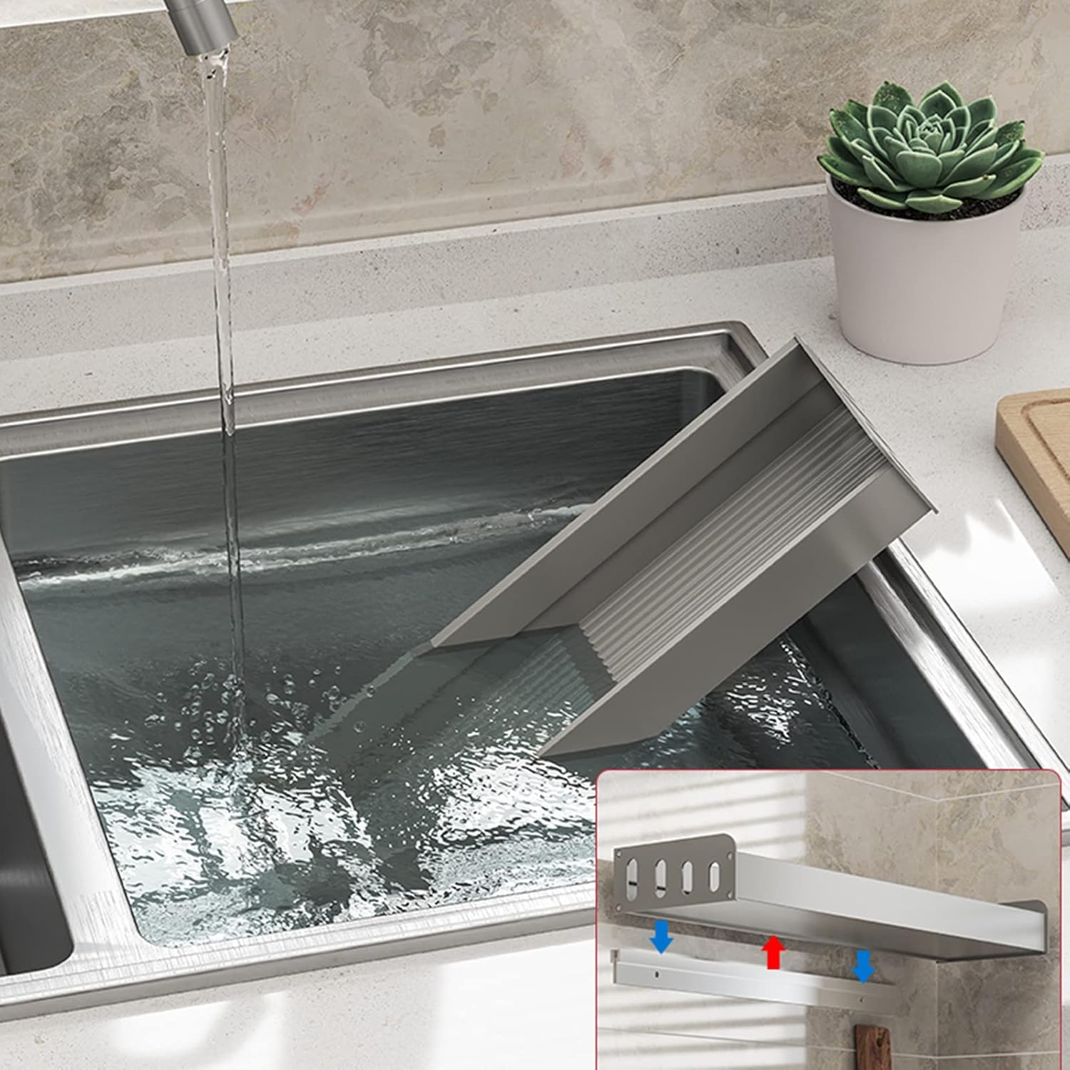 Towel Bar Bathroom Shelf Wall Mounted Kitchen Shelves with Hooks Kitchen Rail Self Adhesive No Drilling with Towel Bar Gray Space Aluminum for Bathroom Balcony 50Cm,20Cm