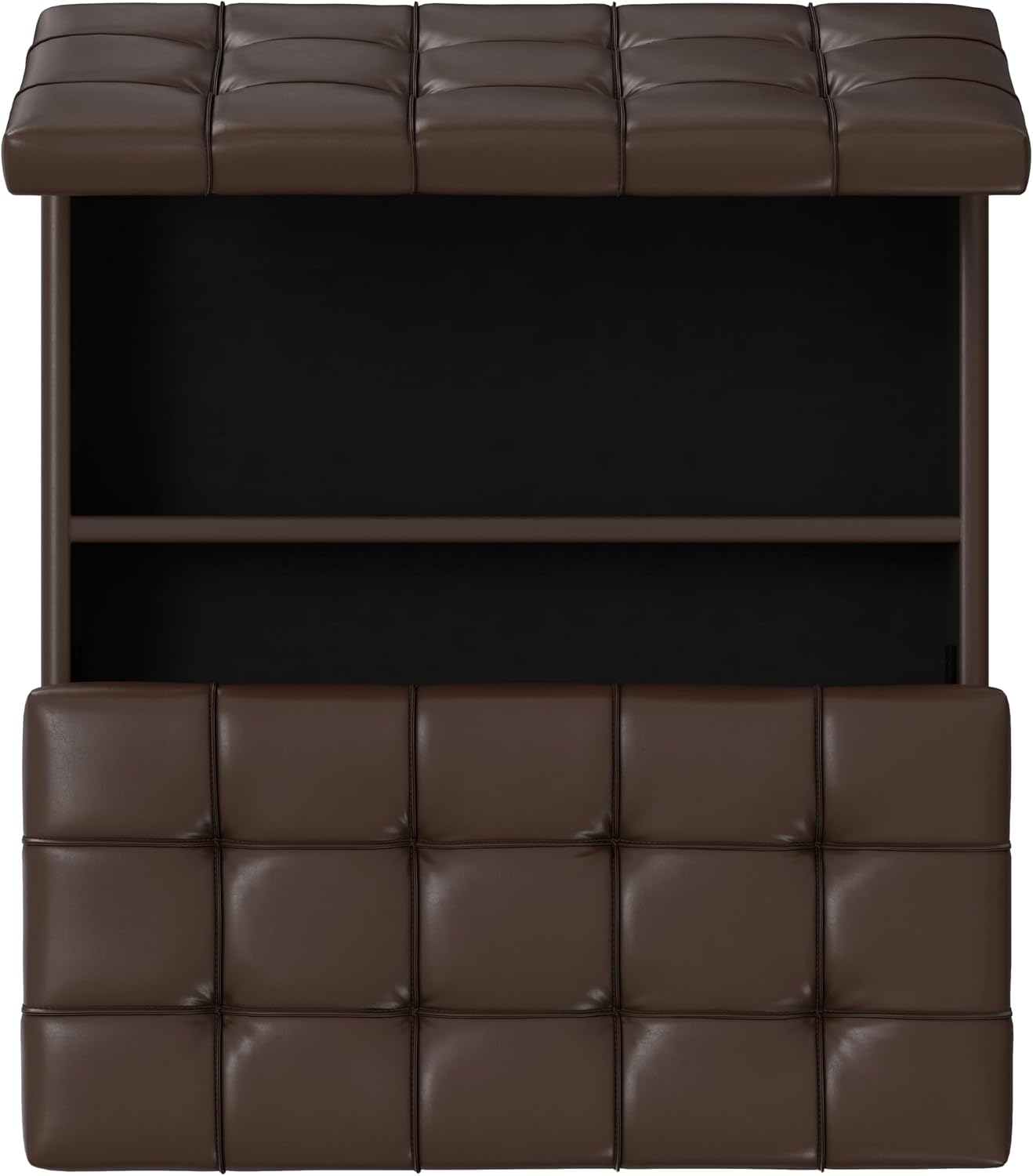 SIMPLIHOME Harrison Large Coffee Table Storage Ottoman - 40 inch Wide Upholstered Vegan Leather Square Lift-Top Ottoman in Chocolate Brown, Transitional Bench for Living Room with Sturdy Base