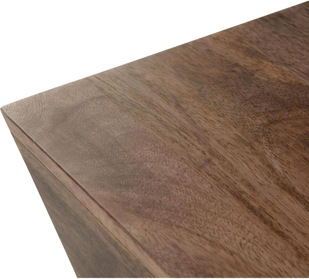 SIMPLIHOME Abba Square Coffee Table - 28 inch Wide Solid Mango Wood Modern Cocktail Table in Dark Brown, Contemporary Table for Living Room with Low Profile Block Design, Assembled