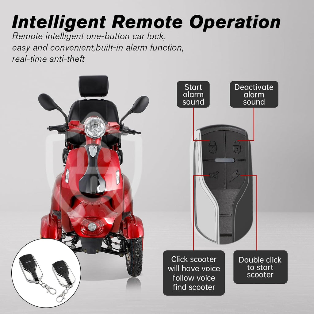 Heavy Duty 4 Wheel Mobility Scooters for Seniors & Adults 500lbs Capacity - Electric Powered Chair - 1000W All Terrain Fast Mobility Scooter for Travel w/Long Range Battery Remote Key