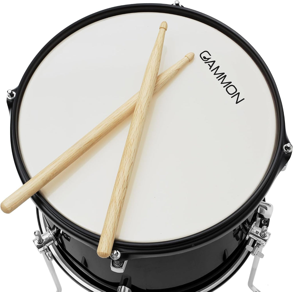 Gammon Percussion 5-Piece Junior Starter Drum Kit with Cymbals, Hardware, Sticks, & Throne - Black