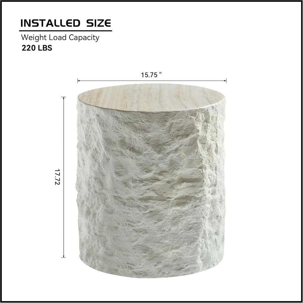 JUSTONE Round Coffee Table Set of 2,Modern Minimalist Side Tables for Living Room,Faux Marble Look，End Tables for Small Space,Home Office Decor