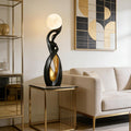 Modern Black and Gold Floor Lamp,Art Unique Corner Standing Light | Decorative Rechargeable Moon Tall Lamp Or Resin Creative Stylish Decor Lamps for LivingRoom,BedRoom