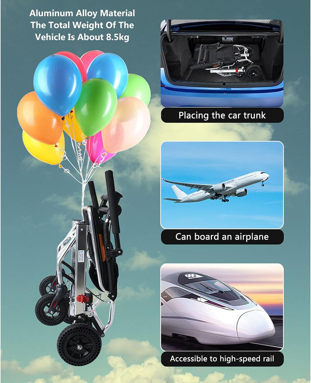Folding Portable Wheelchair with Hand Brake,Portable Folding Wheelchair, Super Lightweight Transport Wheelchair,Folding, Portable. with Locking Hand Brakes,Flip-Backs Arms