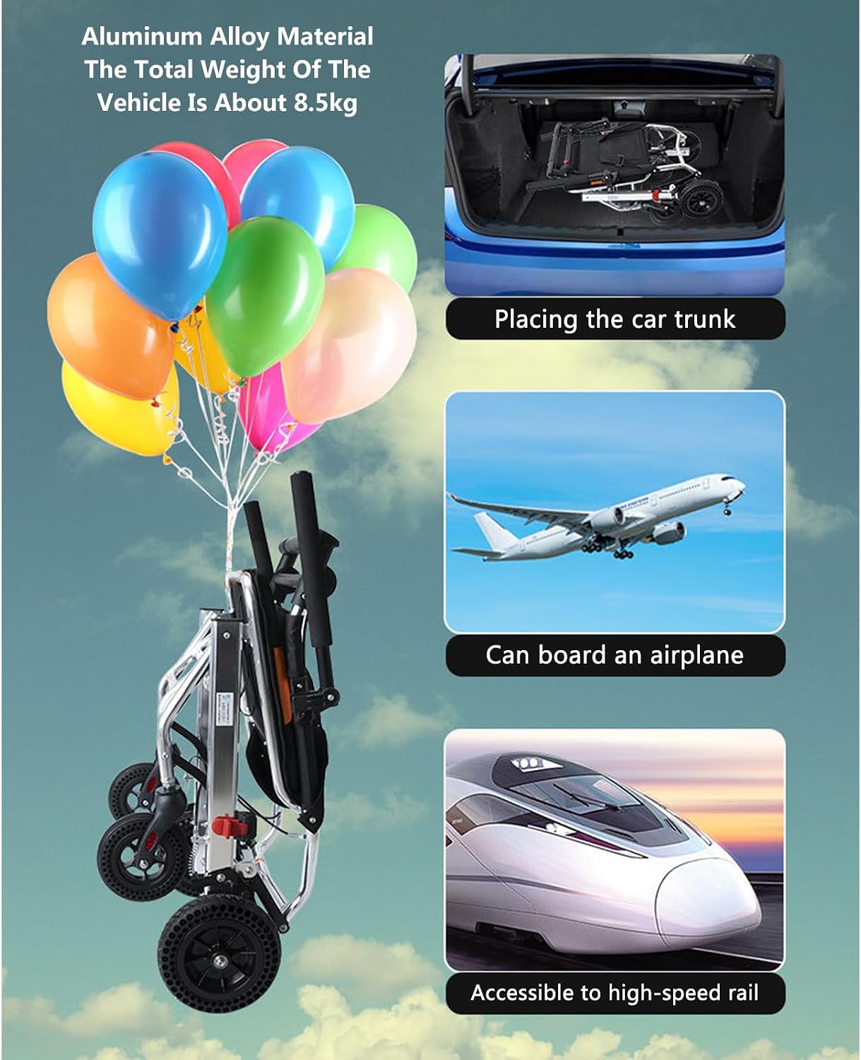 Folding Portable Wheelchair with Hand Brake,Portable Folding Wheelchair, Super Lightweight Transport Wheelchair,Folding, Portable. with Locking Hand Brakes,Flip-Backs Arms